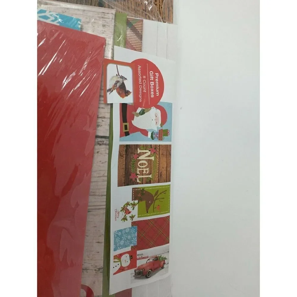 Christmas Decorative Gift Boxes & Lids, Various Size Bundle Set of 8, NEW